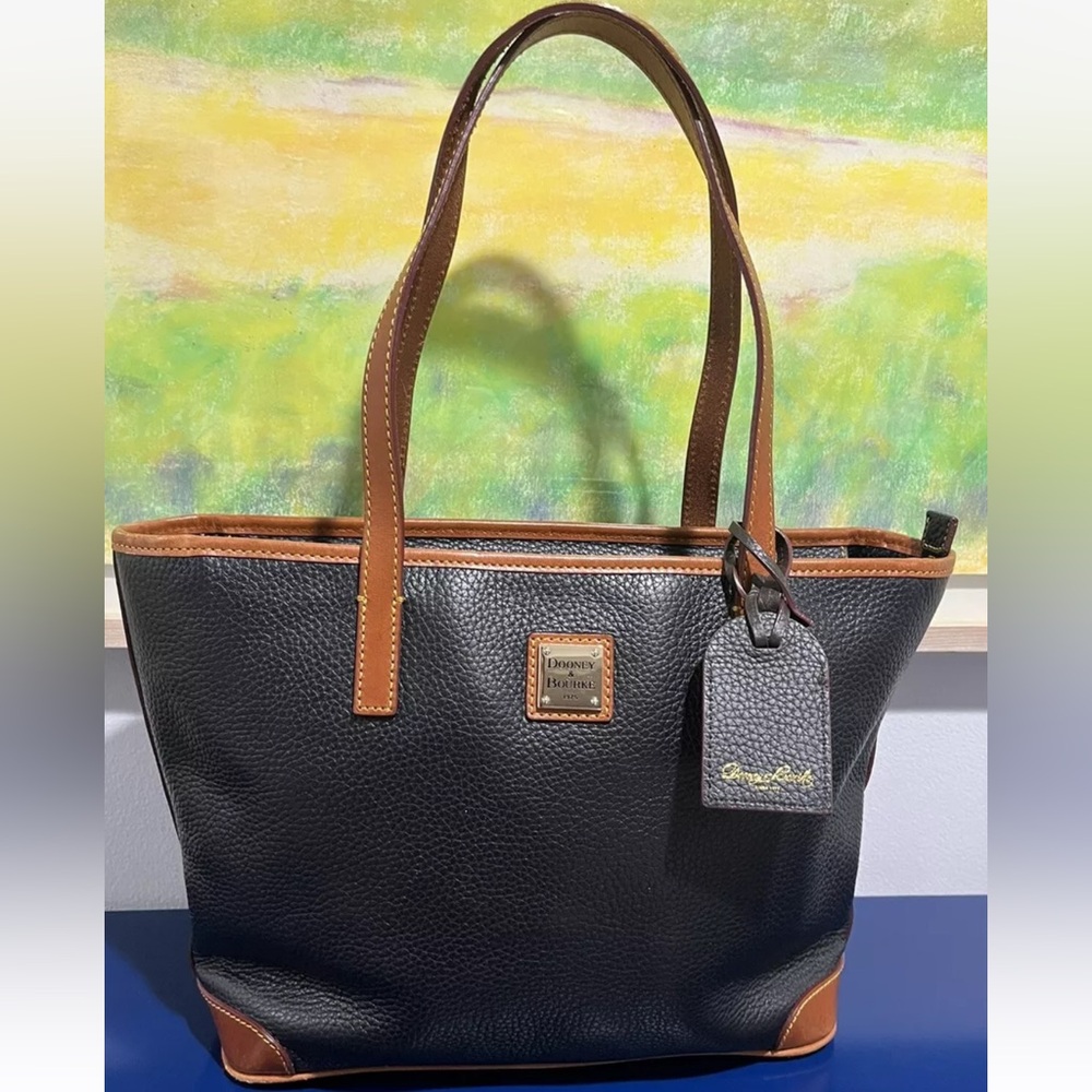 Dooney & Bourke Positively Peppercorn Bag Purse Black Tan Leather AWL Vintage